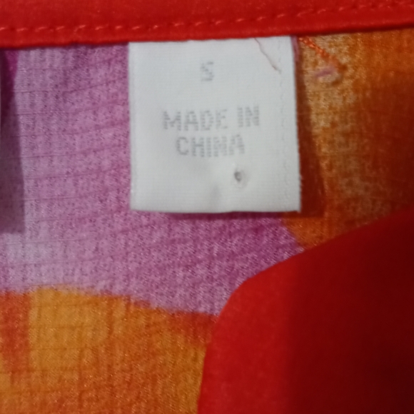 New York & Company Sheer PullOver Blouse Size Small Red Orange Purple - Picture 8 of 13